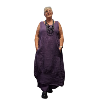  Jurk mouwloos purple 100% linnen