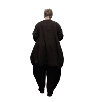 Ballon-tuniek-A-lijn-zwart 100%-linnen