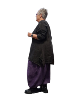 A-lijn tuniek  zwart 100%-linnen asymmetrisch