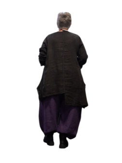 A-lijn tuniek  zwart 100%-linnen asymmetrisch