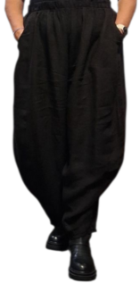 Wijde broek zwart 100% linnen
