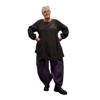 A-lijn tuniek  zwart100%-linnen met zak