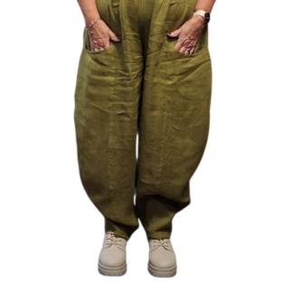 Ballonbroek olijfgroen100% linnen