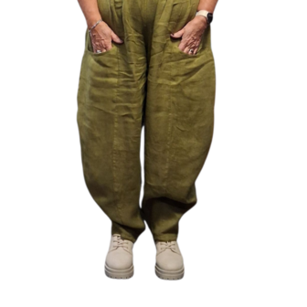 Ballonbroek olijfgroen100% linnen
