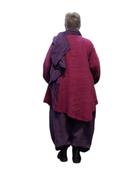 A-lijn tuniek  paars 100%-linnen met zak