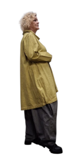 Tuniek oker stonewashed met ruime kolkraag