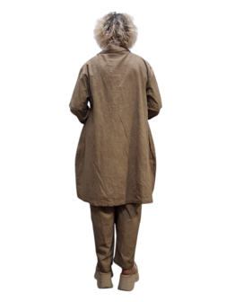 Tuniek zand stonewashed met ruime kolkraag