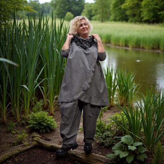 Tuniek grijs met grote kolkraag stonewashed