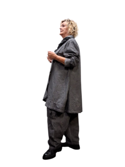 Tuniek grijs met grote kolkraag stonewashed