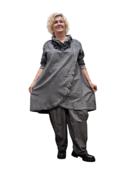 Tuniek grijs met grote kolkraag stonewashed