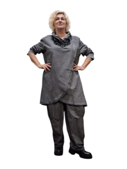 Tuniek grijs met grote kolkraag stonewashed