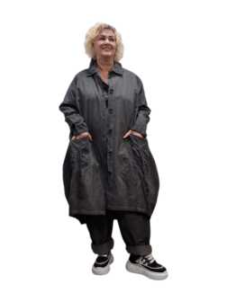 Ballonjas/vest antraciet stonewashed