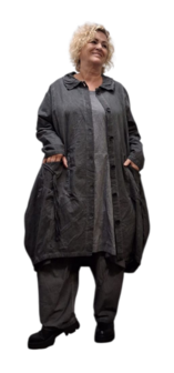 Ballonjas/vest antraciet stonewashed