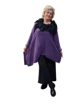 A-lijn tuniek  purple 100%-linnen asymmetrisch