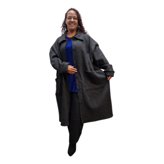 Mantel / jas Laine , effen antraciet