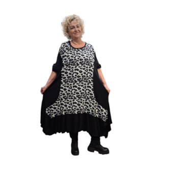 Winterjurk Zima zwart print in A-vorm 