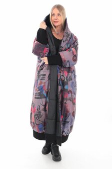 Mantel aan 2 kanten te dragen zwart of print