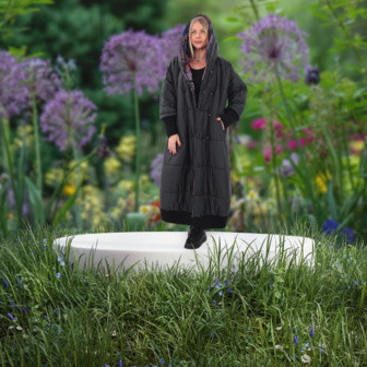 Mantel aan 2 kanten te dragen zwart of print