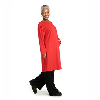 Milano tuniek/jurk rood in rechte vorm van gladde romanite jersey Kwaliteit