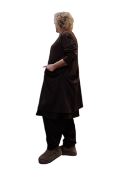 Milano tuniek/jurk bruin in rechte vorm van gladde romanite jersey Kwaliteit