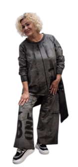 Tweedelig set grijs met print