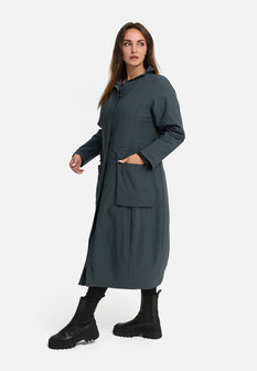 Kekoo Lange mantel groen gevoerd