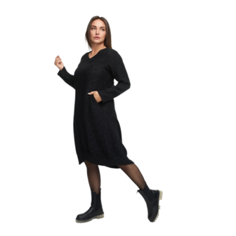 Elegant jurkje, A-lijn, met structuurpatroon &#039;Noira&#039;  zwart