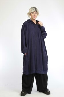 Oversized capuchon vest-jack, ongevoerd paars Stitch