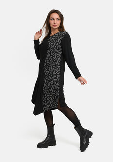 &#039;Seriva&#039; Jurk &ndash; A-lijn, zacht &amp; figuurvriendelijk grijs/zwart