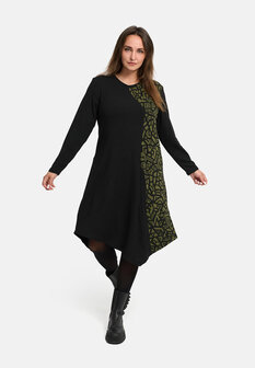 &#039;Seriva&#039; Jurk &ndash; A-lijn, zacht &amp; figuurvriendelijk groen/zwart