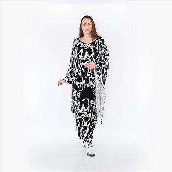 Ruim vallend shirt Tamia Plain zwart-wit 