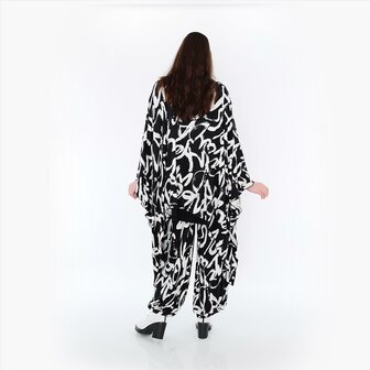 Ruim vallend shirt Tamia Plain zwart-wit 