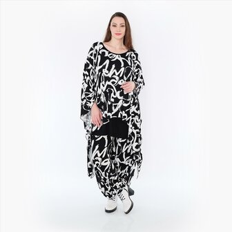 Ruim vallend shirt Tamia Plain zwart-wit 