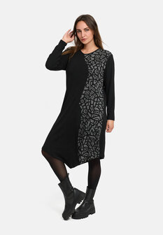 &#039;Seriva&#039; Jurk &ndash; A-lijn, zacht &amp; figuurvriendelijk grijs/zwart