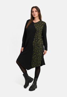 &#039;Seriva&#039; Jurk &ndash; A-lijn, zacht &amp; figuurvriendelijk groen/zwart