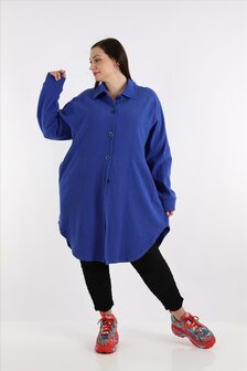 Blouse-jas Rinna blauw, in afgeronde vorm 