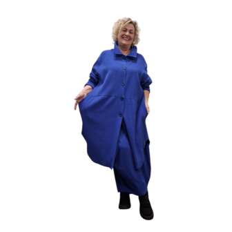 Blouse-jas Rinna blauw, in afgeronde vorm 