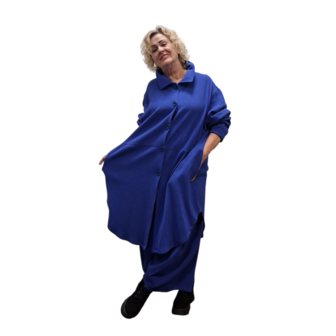 Blouse-jas Rinna blauw, in afgeronde vorm 