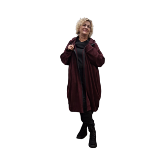 Oversized-capuchon-vest-jack,-ongevoerd-bordeaux-Stitch