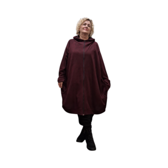 Oversized-capuchon-vest-jack,-ongevoerd-bordeaux-Stitch