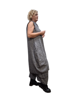 Overgooier grijs stonewashed mouwloos