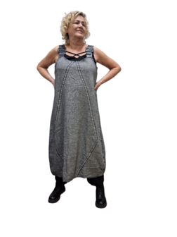 Overgooier grijs stonewashed mouwloos