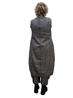 Overgooier grijs stonewashed mouwloos