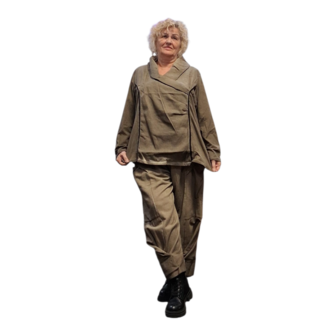 Tuniek Luuka olijf stonewashed met sjaalkraag