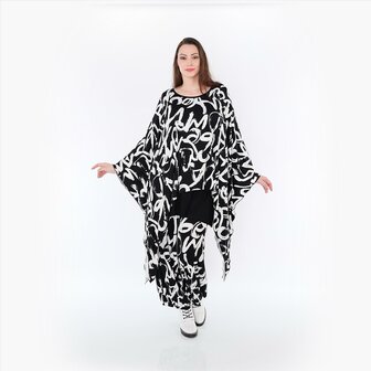 Ruim vallend shirt Tamia Plain zwart-wit 