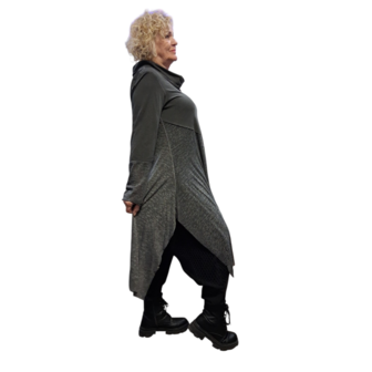 Luuka  jurk / tuniek bestaande uit twee soorten stof antraciet