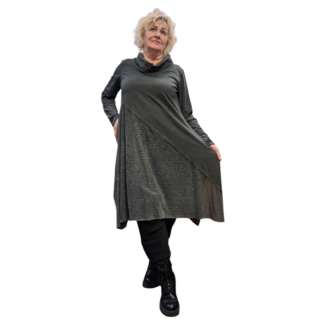 Luuka  jurk / tuniek bestaande uit twee soorten stof antraciet