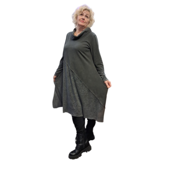 Luuka  jurk / tuniek bestaande uit twee soorten stof antraciet