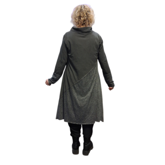 Luuka  jurk / tuniek bestaande uit twee soorten stof antraciet