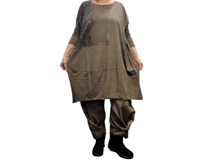 Luuka-lange-tuniek-/-jurk-met-print zand